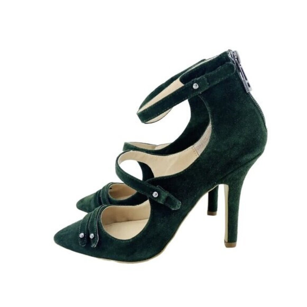 Charles By Charles David Mac Suede Leather Green Pumps Heels Shoes SZ 7.5
